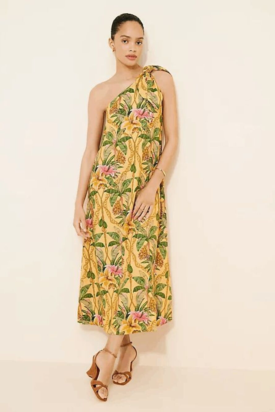 FARM Rio Tropical Paradise One Shoulder Maxi Dress Women's Size XS